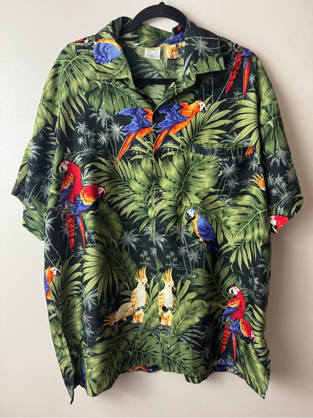 Vintage 1996 Rima Men's Tropical Parrot Print Shirt - XL